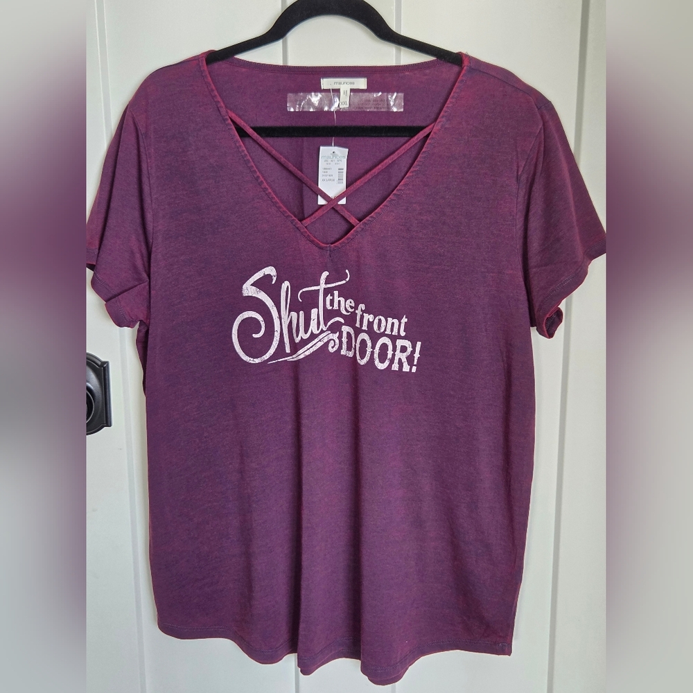 Purple Graphic Tee with White Print